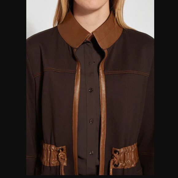Lysse Margaret Jacket - Brown with Faux Leather Trim - Small - Picture 4 of 16